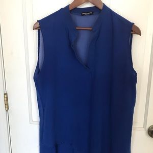 Sheer blue high-low tank